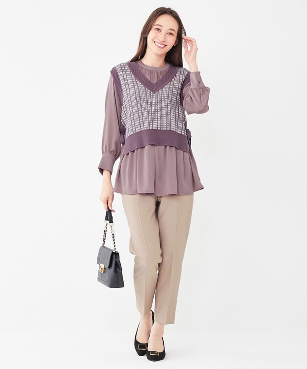 ANY SIS 【2SET】ニットベスト×チュニック ブラウス モーブ系