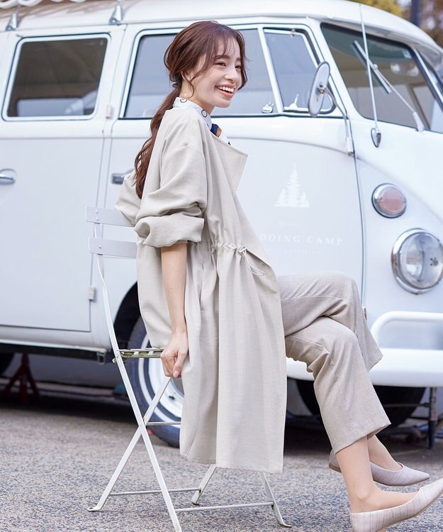 Tiaclasse 【洗える】パフスリーブ着流しコート ベージュ