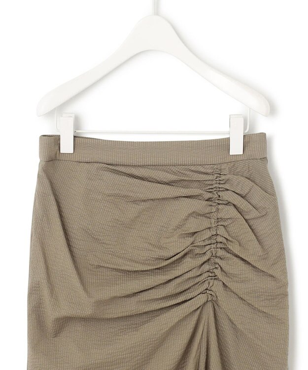 ICB L 【洗える】コットンリップル ナロースカート オリーブ系