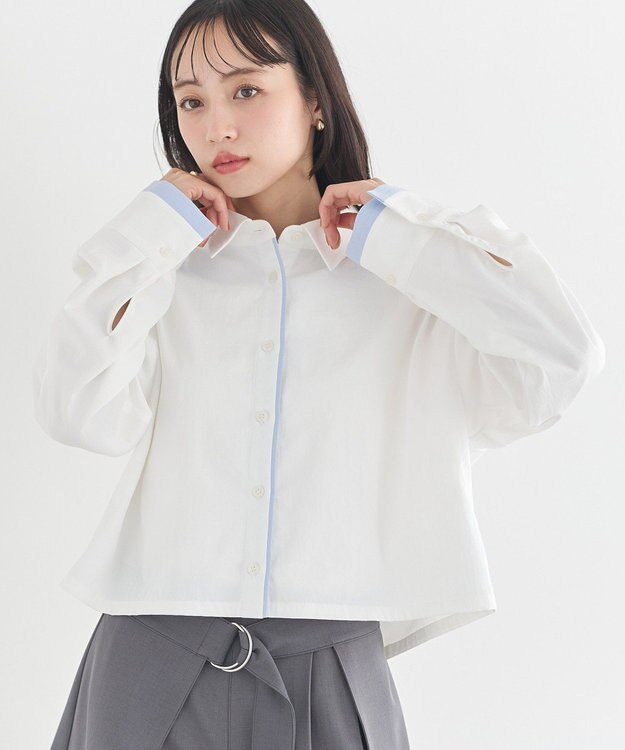 earth music&ecology パイピングショートシャツ Off White