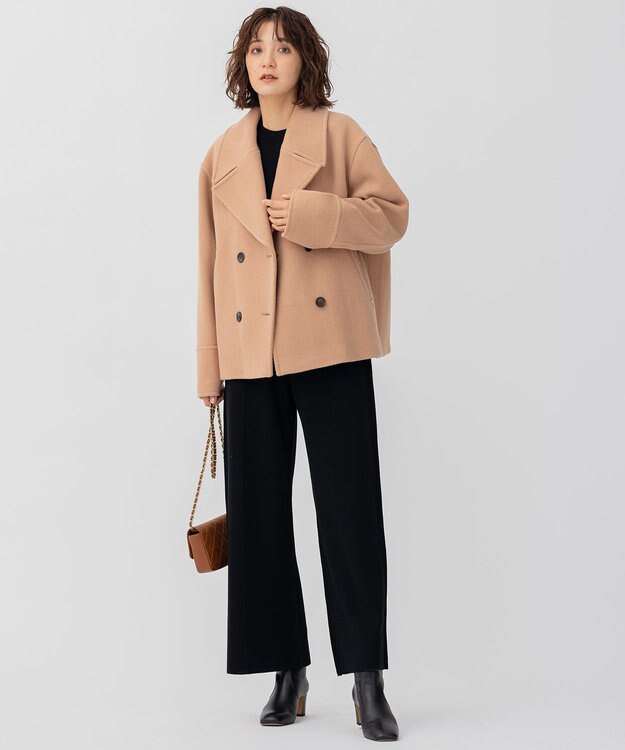 23区 【好評素材につき新型追加】ヴィスコースストレッチ クルーネック ニット ブラック系