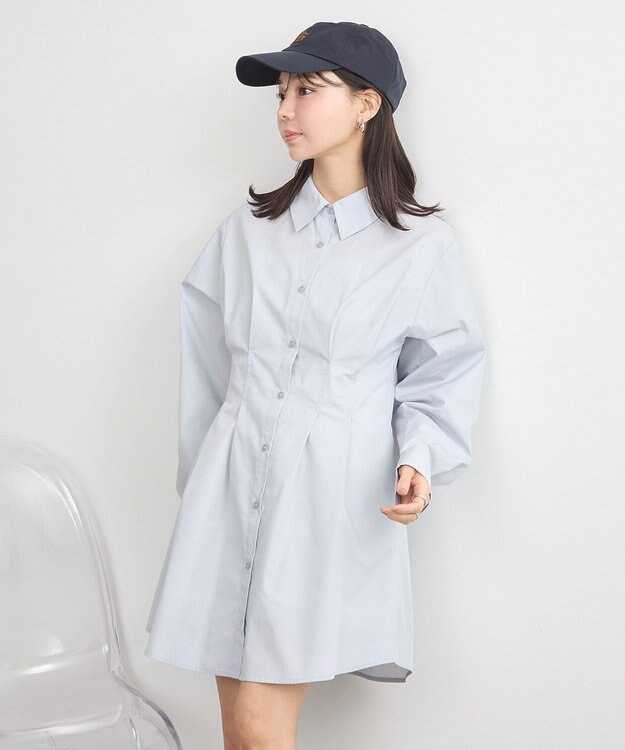 earth music&ecology ウエストタックシャツミニワンピース Sax