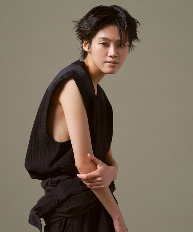 WEGO Vネックニットベスト ブラック