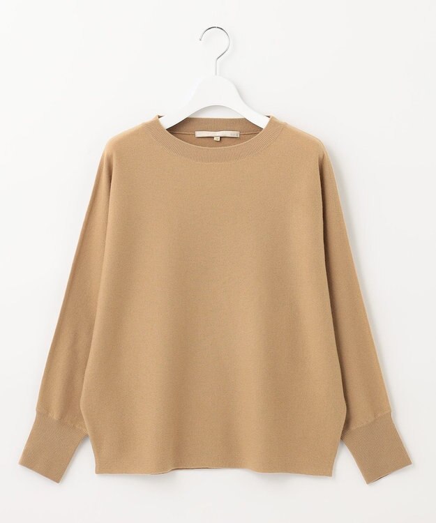 自由区 【洗える】ソフトウールハイゲージ ドルマンスリーブニット キャメル系