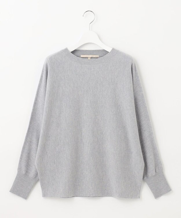 自由区 【洗える】ソフトウールハイゲージ ドルマンスリーブニット ライトグレー系