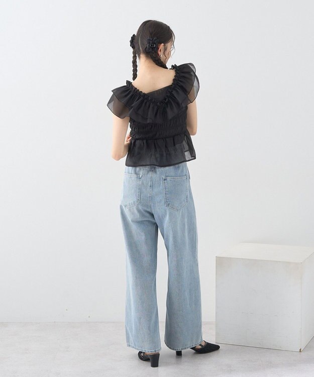 earth music&ecology タックホックデニムパンツ Light Indigo