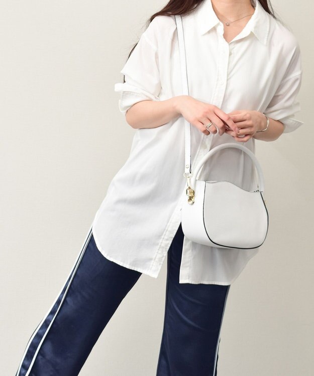 INTER-CHAUSSURES 【ANDREA CARDONE】ウェーブカットレザーハンドバッグ ホワイト