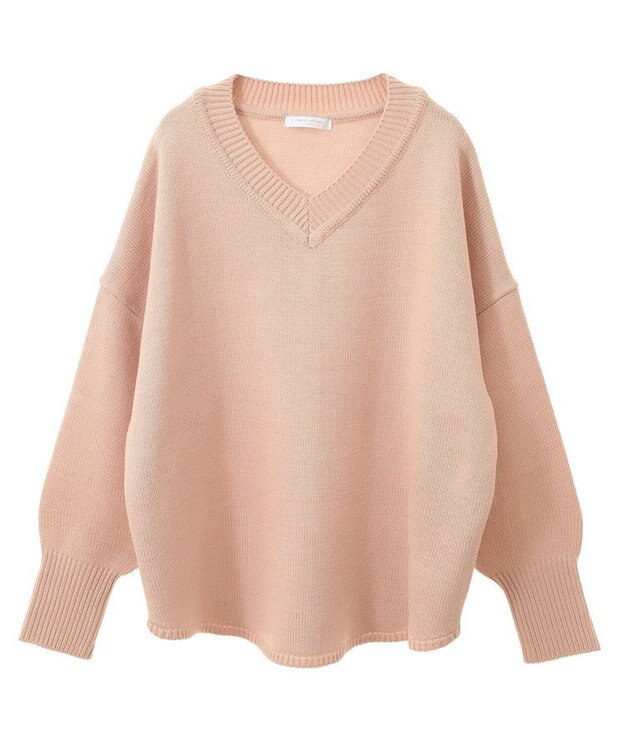 Green Parks 洗える　Ｖネックニットプルオーバー Pink