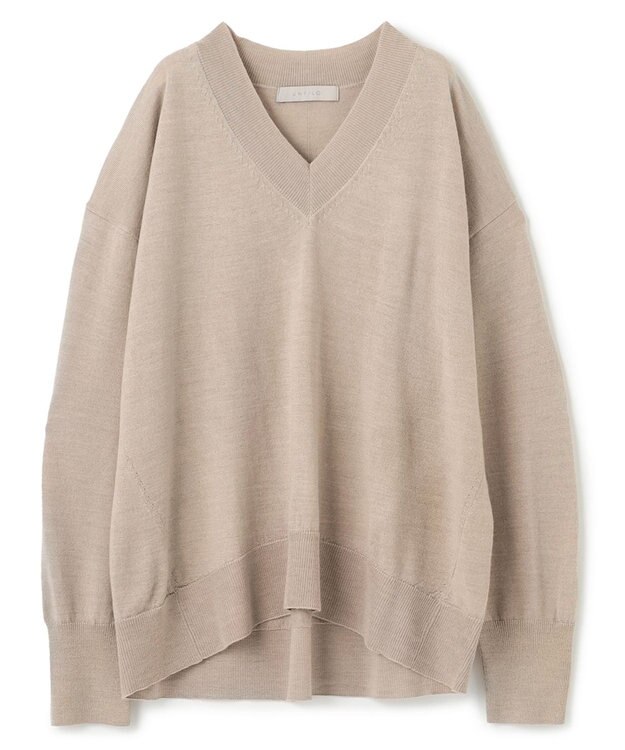 UNFILO ハイゲージウール Ｖネック ベージュ