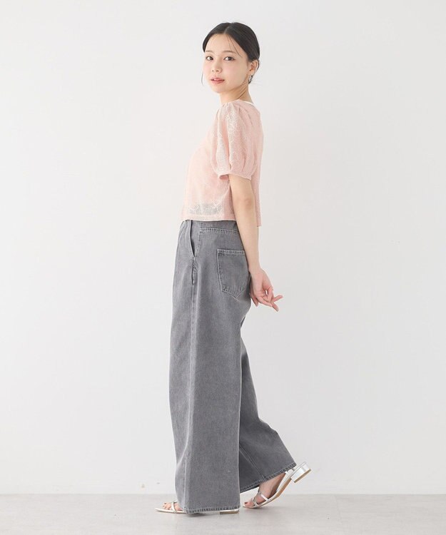 earth music&ecology タックホックデニムパンツ Light Gray