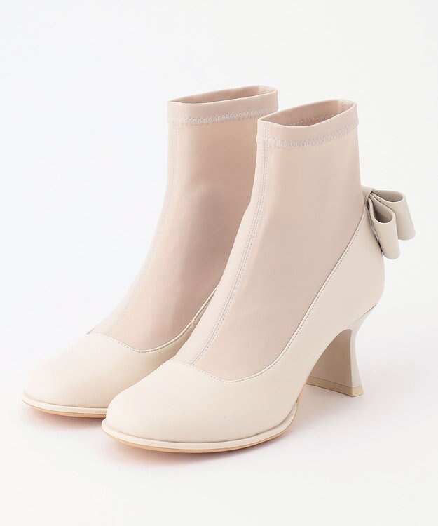 TOCCA BACK RIBBON SHORTBOOTS ショートブーツ アイボリー系