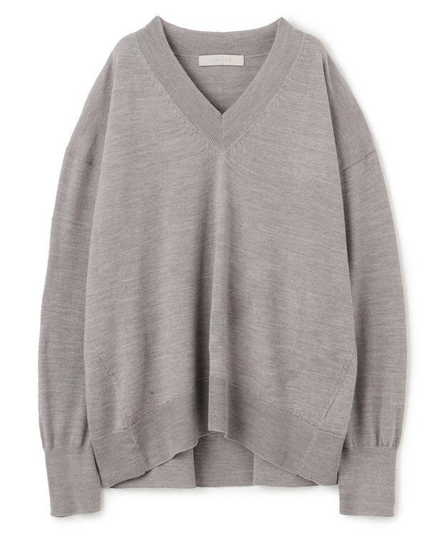 UNFILO ハイゲージウール Ｖネック モカグレー