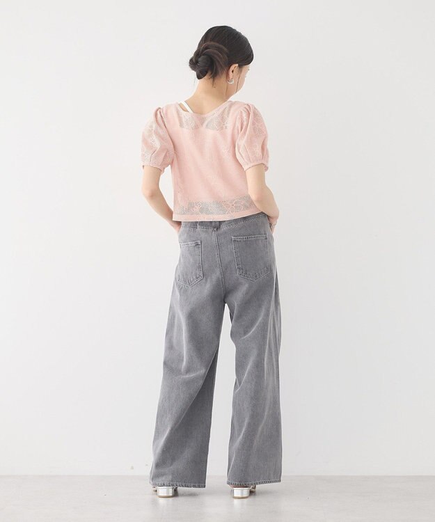 earth music&ecology タックホックデニムパンツ Light Gray