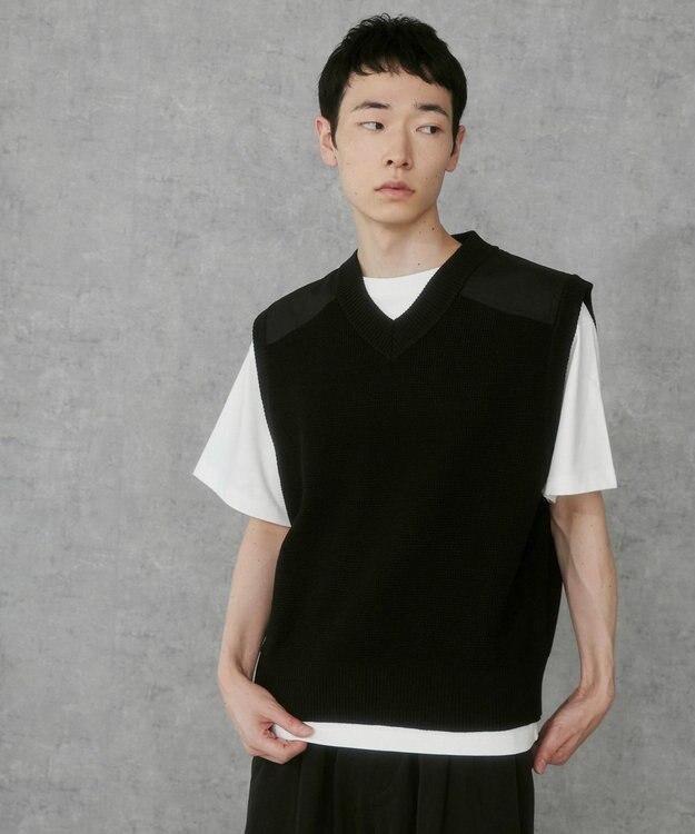 WEGO Vネックニットベスト ブラック