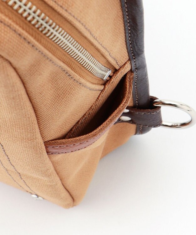 UNBILLION Otias 8号キャンバス牛革付属タテ型ボディバッグ ベージュ