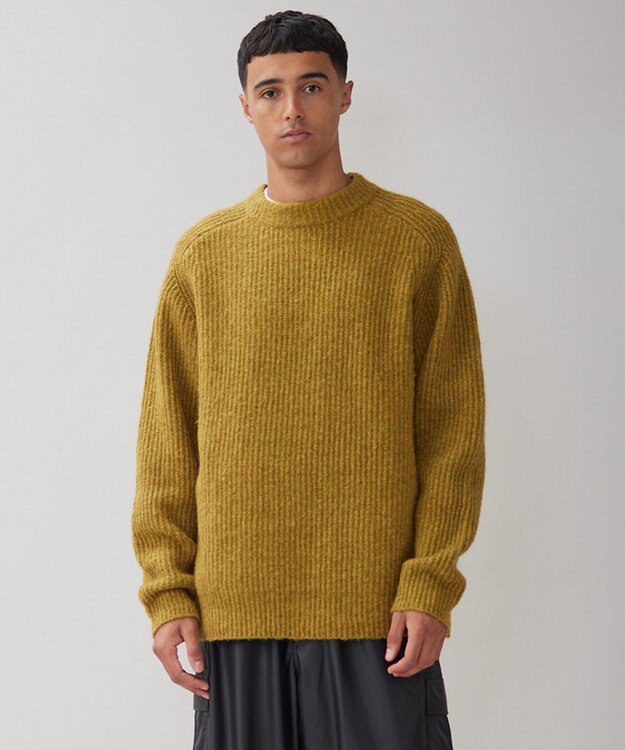 UNFILO MENS ヘアリー クルーネックニット イエロー