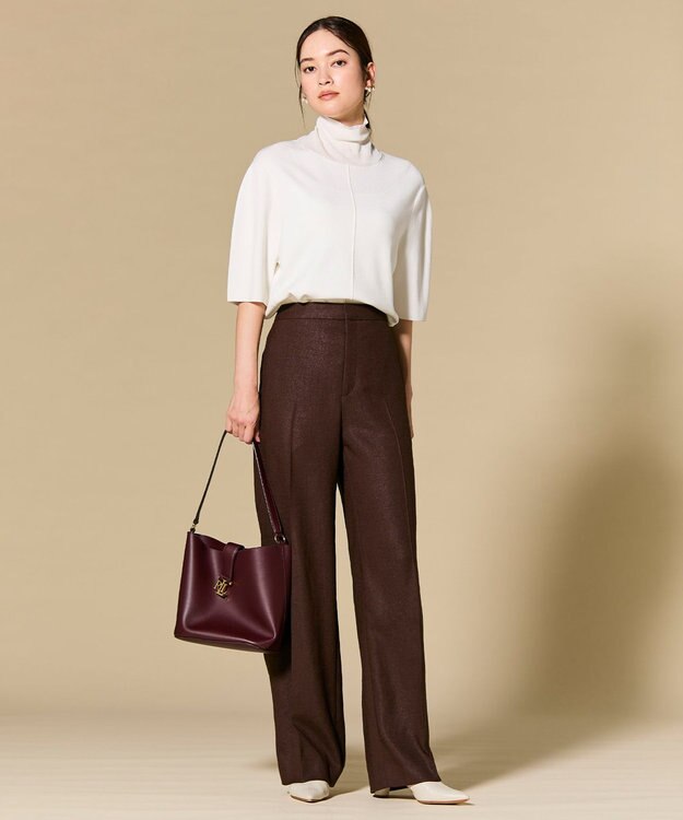 BEIGE， CAROLE / リネンライクフルレングスワイドパンツ Bordeaux