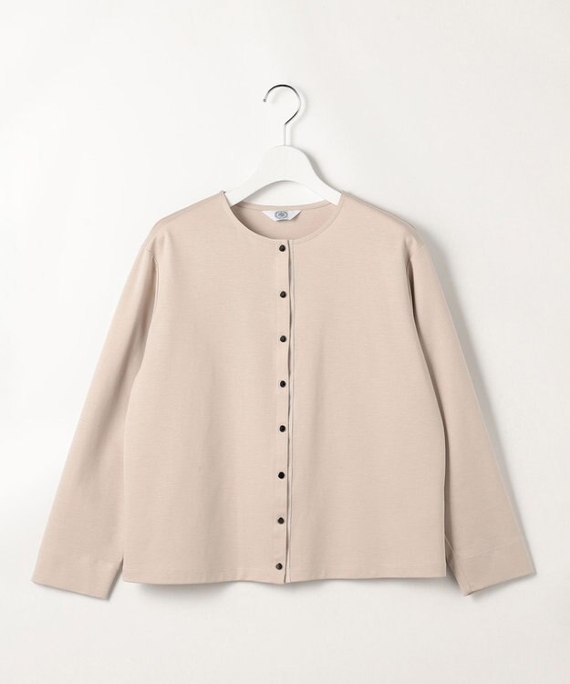 J.PRESS LADIES S 40Gポンチ クルーネック カーディガン ベージュ系