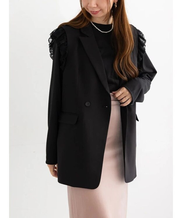 Te chichi レースドッキングテーラードジレ ブラック