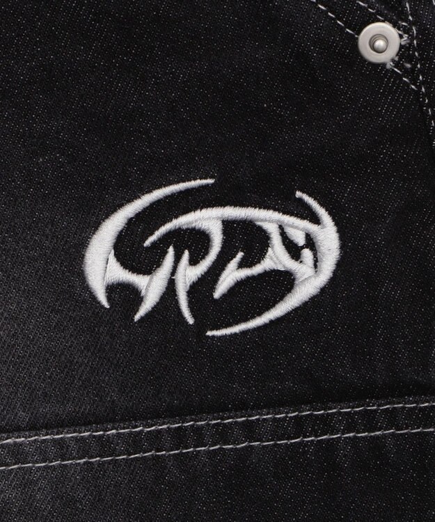 WEGO 【ユニセックス着用ITEM】ダブルニーロゴデニムショーツ デニムブラック