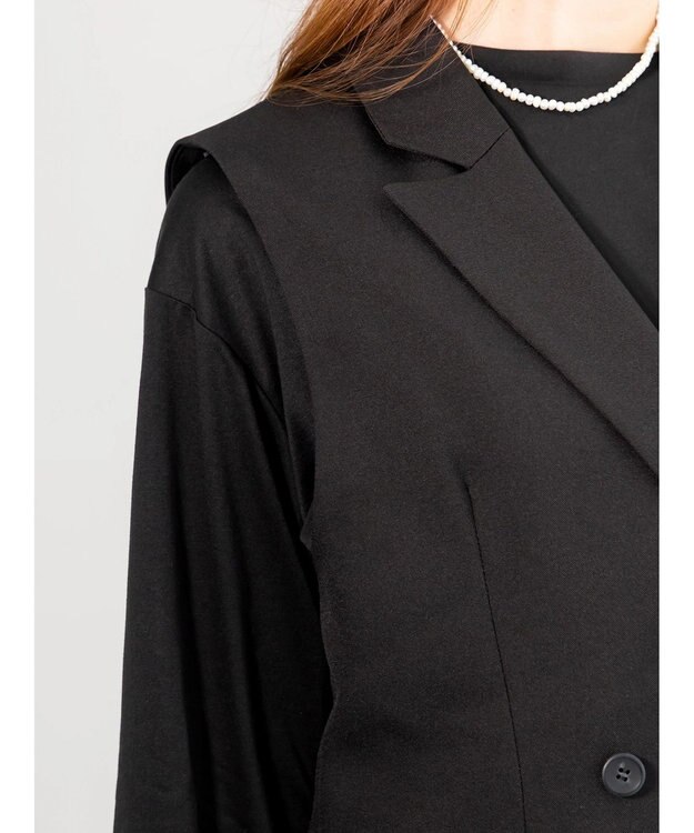 Te chichi レースドッキングテーラードジレ ブラック