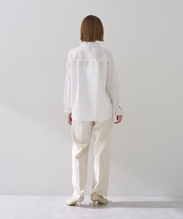 YECCA VECCA イージケアフリルカラーシャツ Off White