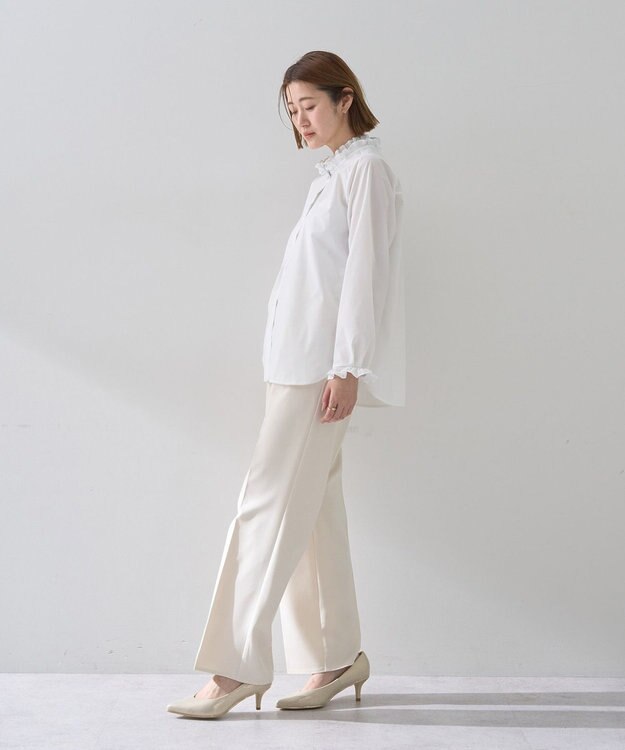 YECCA VECCA イージケアフリルカラーシャツ Off White