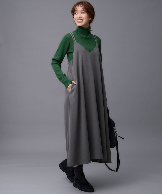 ANY 【洗濯機可能/ストレッチ】ウールライクキャミワンピース グレー