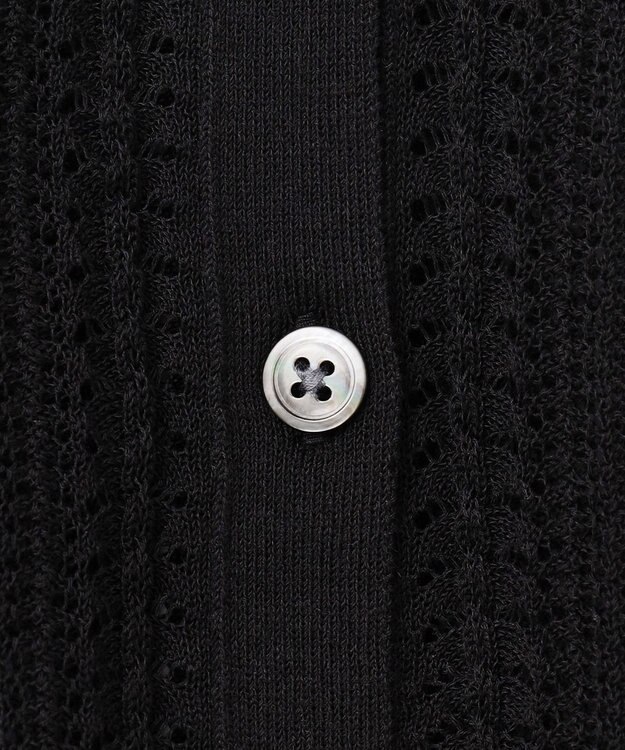 J.PRESS LADIES L 【洗える・抗菌防臭】コットンアセテート Vネック レーシー カーディガン ブラック系