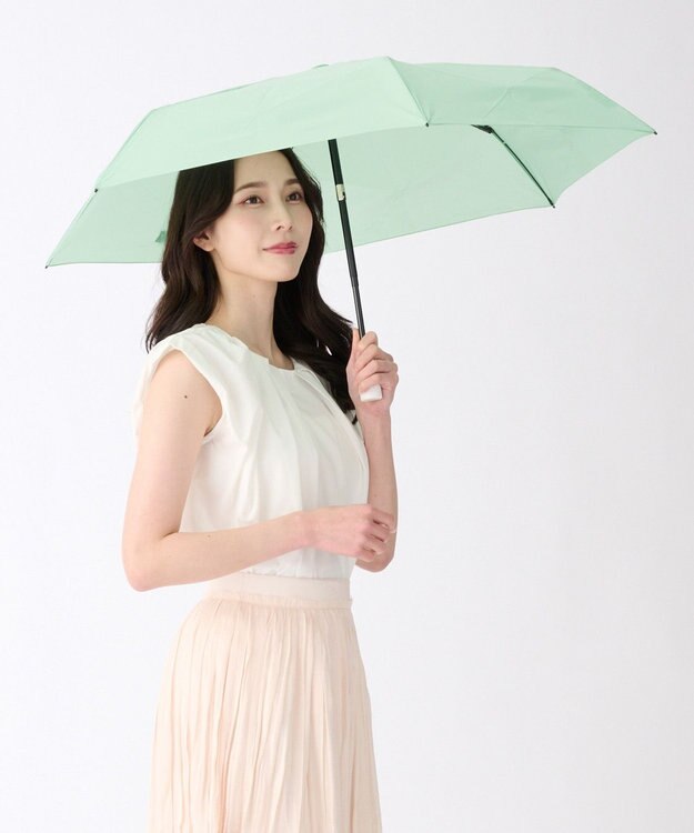 MOONBAT 【3秒でたためる傘/自動開閉】urawaza 小町(ウラワザ コマチ)  折りたたみ傘 無地 コンパクト 50cm ライトグリーン
