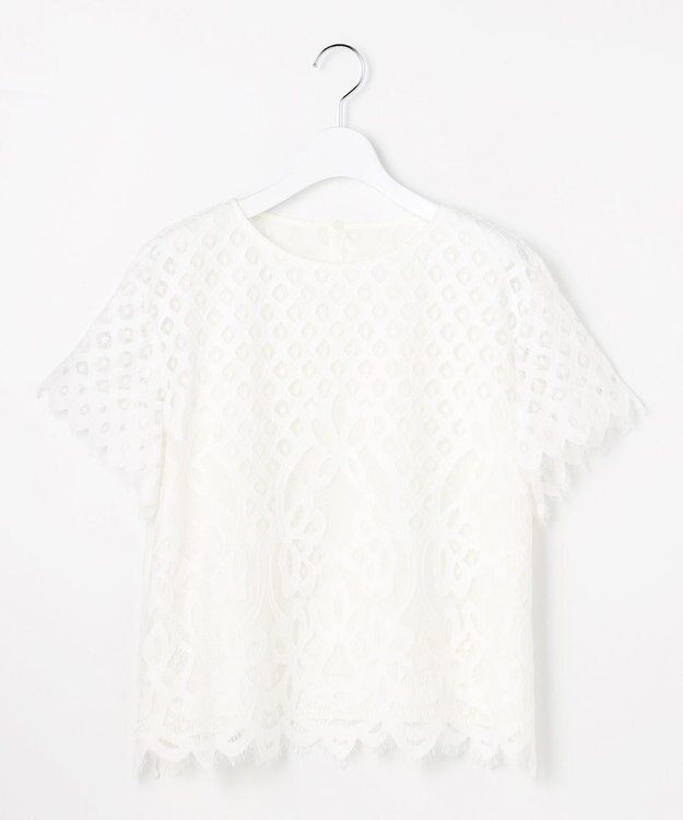 自由区 L パネルレース ブラウス オフ