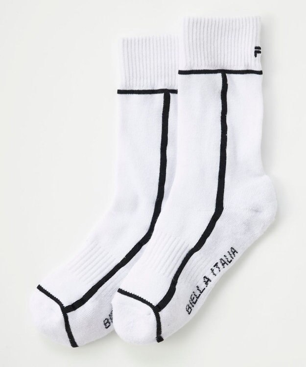 FILA GOLF／marie claire 【FILA GOLF】ライン入りクルーソックス ホワイト