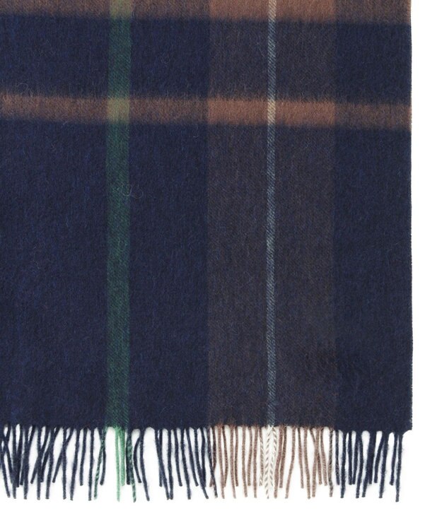 MOONBAT MACKINTOSH PHILOSOPHY(マッキントッシュ フィロソフィー）ウール100% 2WAYチェックポンチョストール ネイビーブルー