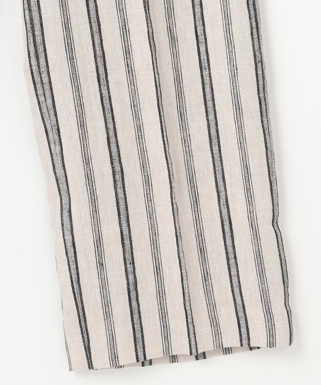 23区 【洗える】リネンストライプ ワイド パンツ ベージュストライプ