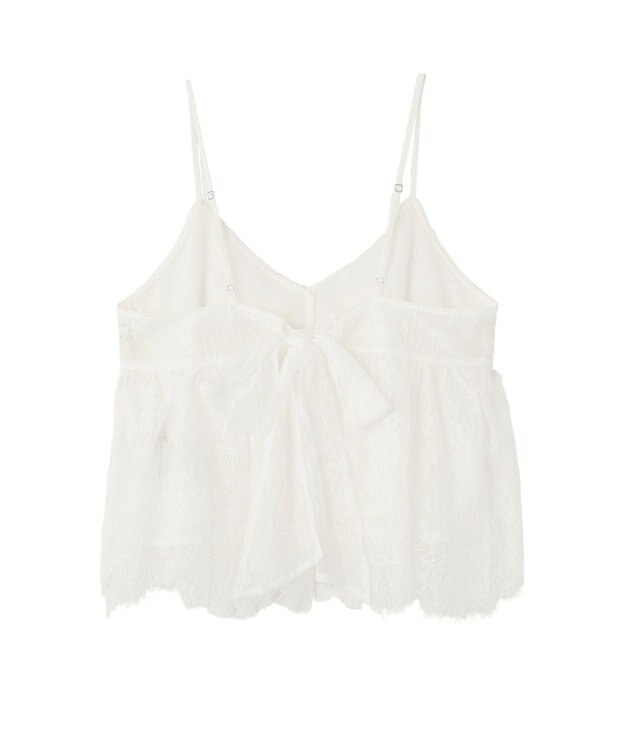 earth music&ecology フリンジレースバックリボンキャミ Off White
