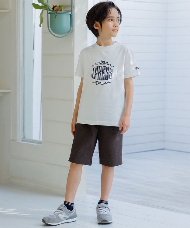 J.PRESS KIDS  【90-130cm】 50/2天竺ロゴＴシャツ オフホワイト