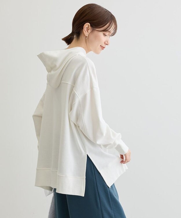 Green Parks 裏毛エンブレムパーカーチュニック Off White