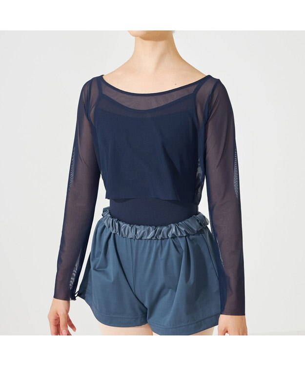 Chacott チュールショートトップ ネイビー