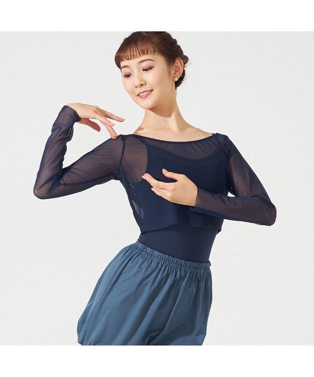 Chacott チュールショートトップ ネイビー