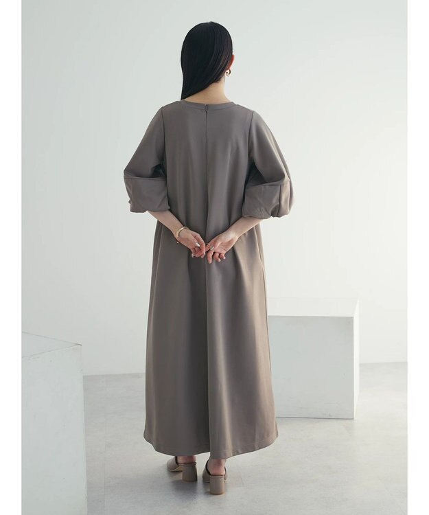 Green Parks armonia. 袖ボリュームポンチワンピース Gray Beige