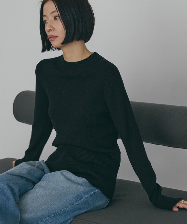 AMERICAN HOLIC バイパチリブモックネックニットプルオーバー Black