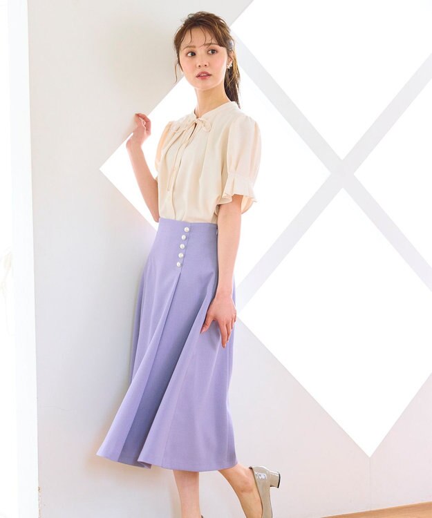 Feroux 【洗える】リボンスキッパー ブラウス アイボリー系