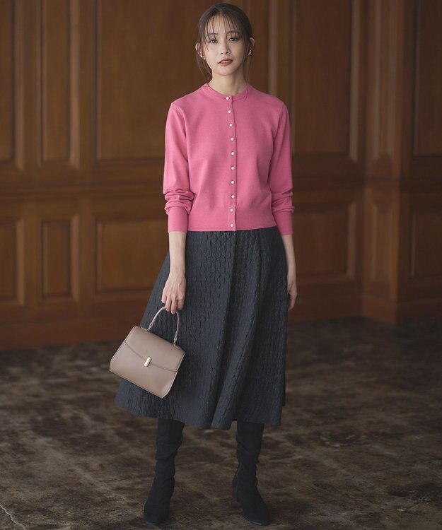 組曲 ジオメトリックフラワージャガード フレアスカート ブラック系