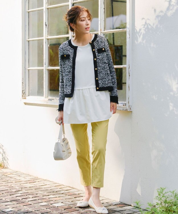 Tiaclasse 【接触冷感・洗える】はき痩せ美脚パンツ イエロー