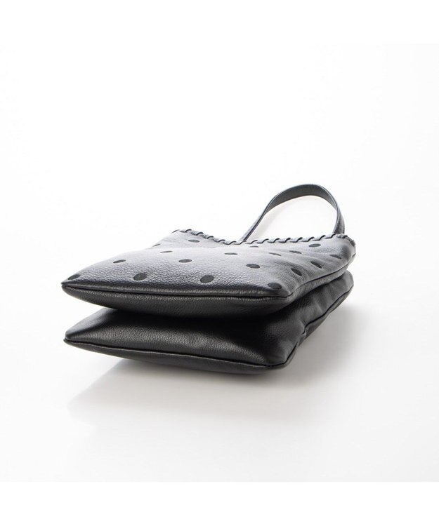 UNBILLION perche 牛革ソフト3層かがり2wayショルダーバッグ ブラックドット