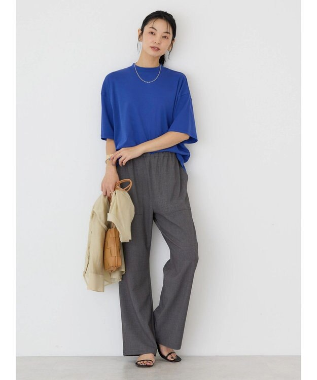 AMERICAN HOLIC モックネック５分袖カットプルオーバー Blue