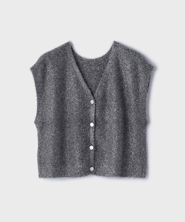 GRACE CONTINENTAL ショートフェザーニットトップ グレー