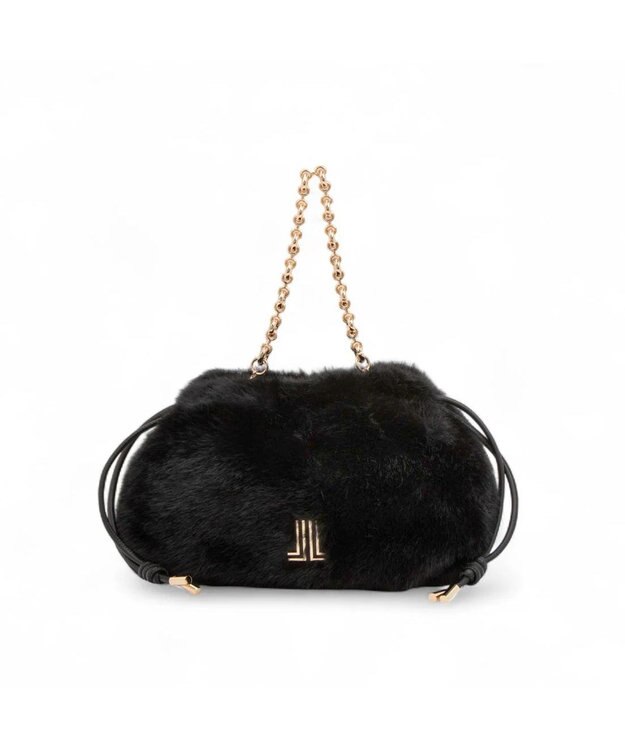 LANVIN en Bleu カレンデ 2WAYハンドバッグ ファーブラック