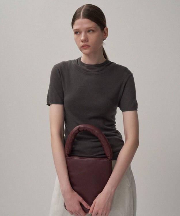 ATON SILK BLENDED CIRCULAR RIB | フィットレイヤードＴシャツ CHARCOAL GRAY