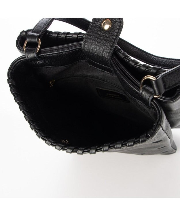 UNBILLION perche 牛革ソフト3層かがり2wayショルダーバッグ ブラックドット